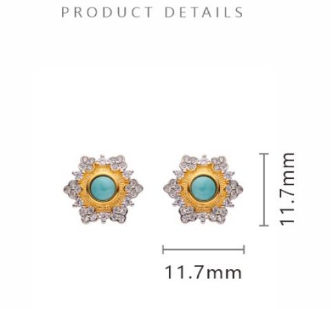 925 sterling silver earrings inlaid with natural multi-colored gemstones